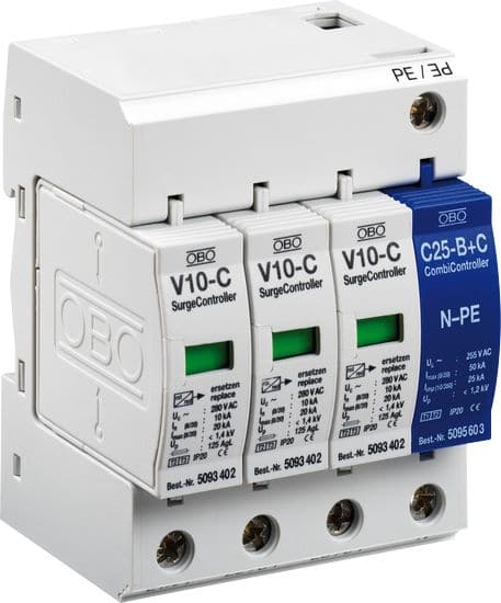 V10-C 3+NPE (280V, 3P+NPE, In 10kA/P, Imax 20kA/P) trước những thiết bị đầu cuối