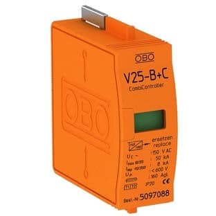 OBO V25-B+C : Module chống sét In 30kA, Imax chống xung sét 10/350us, xung lan truyền 8/20us, trên đường truyền