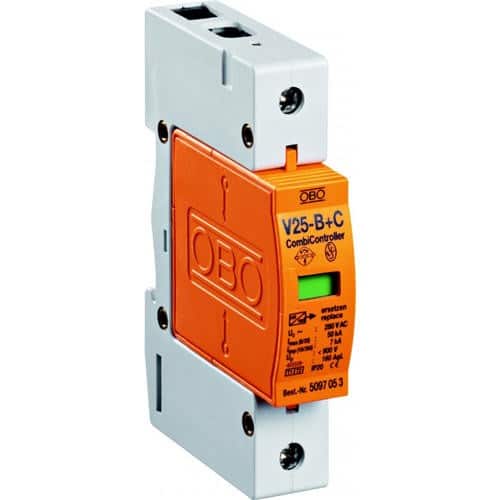 OBO V25-B+C1 : chống sét 1P In 30kA, Imax 50kA chống xung sét 10/350us, xung lan truyền 8/20us, trên đường truyền