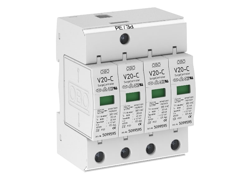 V20-C/4-280 ( Chống xung lan truyền ( xung 8/20 ) trên đường nguồn cho tủ nhắn