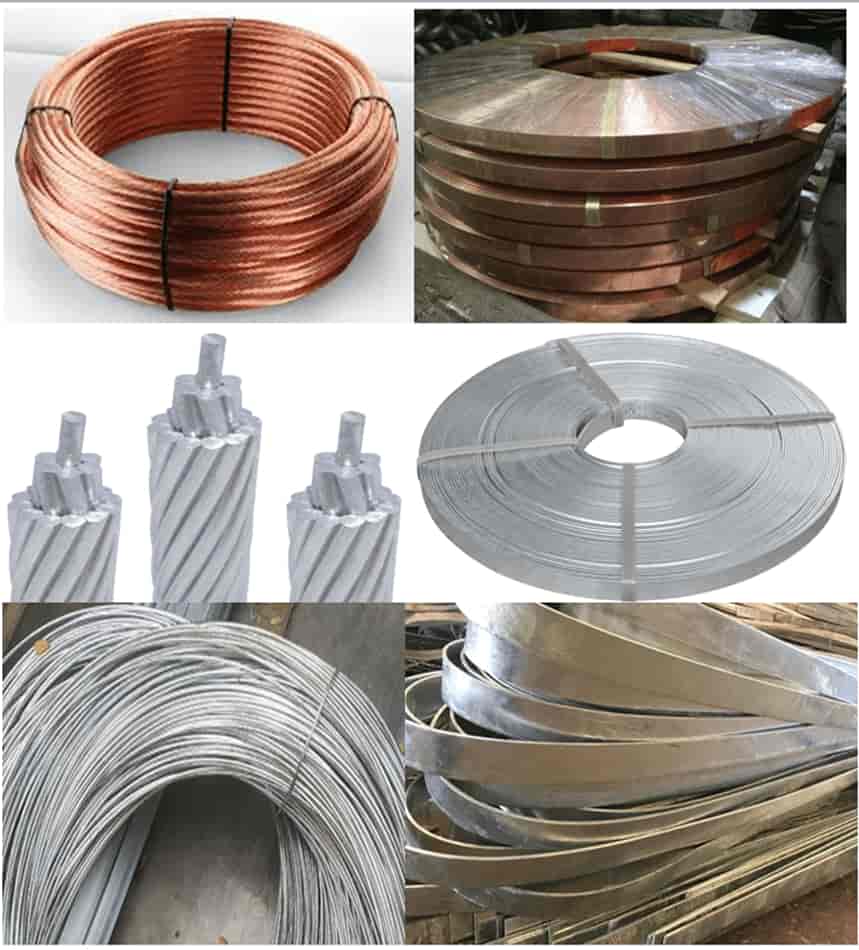 dây tiếp địa dây dẫn sét, dùng xả các điện tích xuống đất